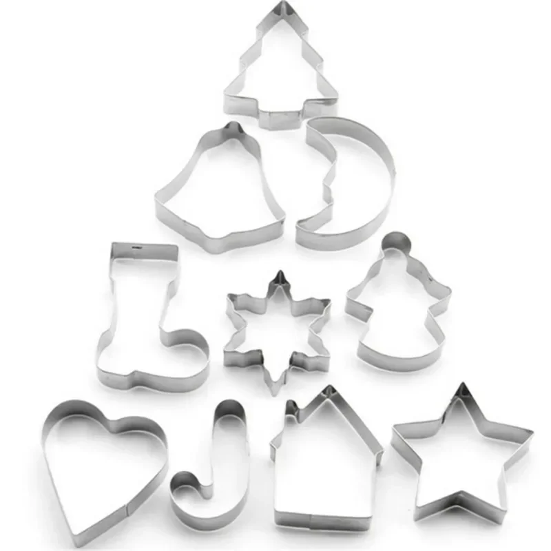 6/10 Teile/satz Weihnachten Ausstechformen Edelstahl Weihnachtsbaum Stern Haus Glocken Schneeflocke Backen Kuchen Keks Fondant Form