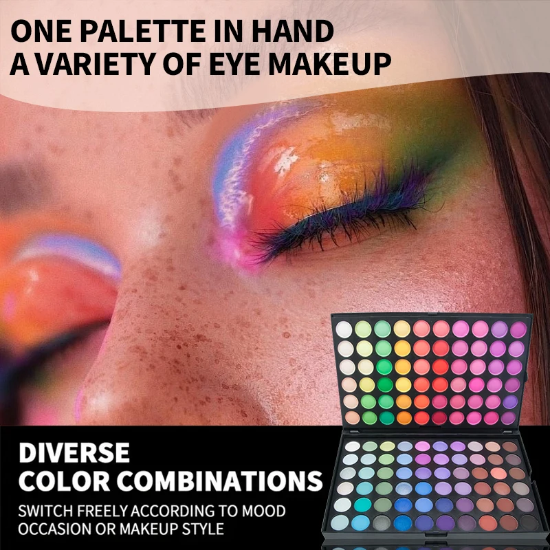 120-Farben-Lidschatten-Palette, glitzernd, matt, schimmernd, Lidschatten-Palette, bunt, hochpigmentiert, Augen-Make-up-Palette für Teil