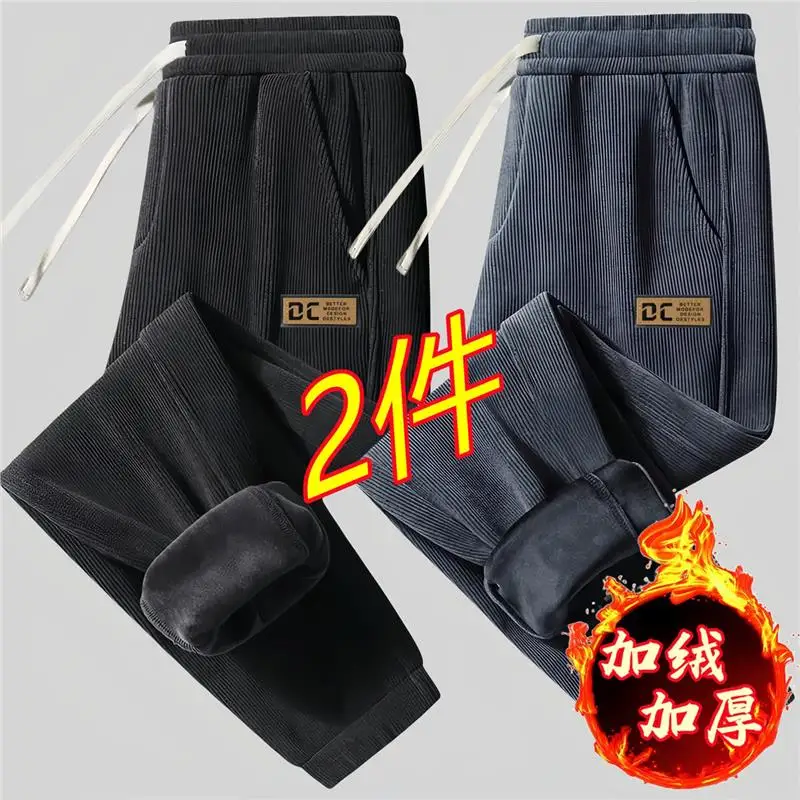 

Мужские вельветовые брюки, осень-зима, износостойкие спортивные свободные повседневные брюки в американском стиле на подкладке, универсальные...