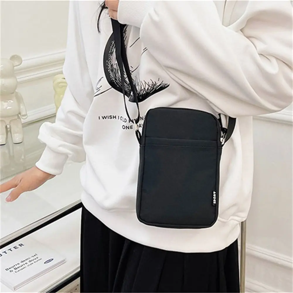 

Portable Simple Mobile Phone Bag Shoulder Bag Canvas Phone Purse Crossbody Pure Color Crossbody Phone Pouch for Phone Storage