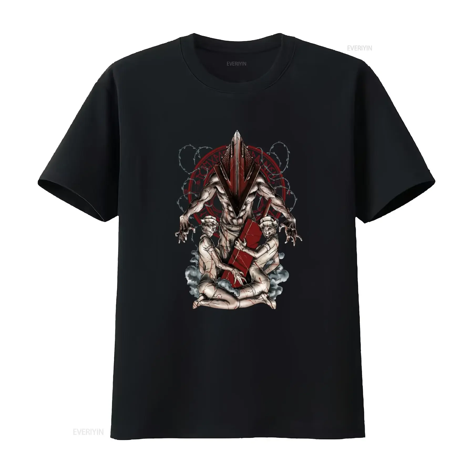 Pyramid Head Silent Hill V2 Horror Premium T Shirt for Men vintage Washed fashion designer clothes Stretched homme Versatile