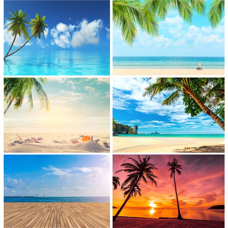 ZHISUXI Summer Tropical Palms Tree Sea Beach Photo Background Scenic Photography Backdrop Photocall Photo Studio 21414XHF-03