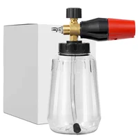 Cañón de espuma ajustable de alta resistencia, botella de boca ancha de 1L, espray de espuma gruesa, herramienta de lavado de alta presión de conexión rápida de 1/4""