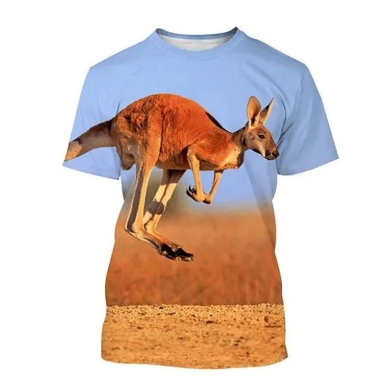 Funny Kangaroo T-Shirts Animal 3D Print Streetwear Men Women Fashion Oversized Short Sleeve T Shirt Kids Tees Tops Man Clothing