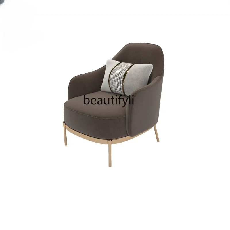 

Light Luxury Modern Single Sofa Italian Living Room Balcony Armchair Hotel Rest Area Reception Fabric Conference Chair