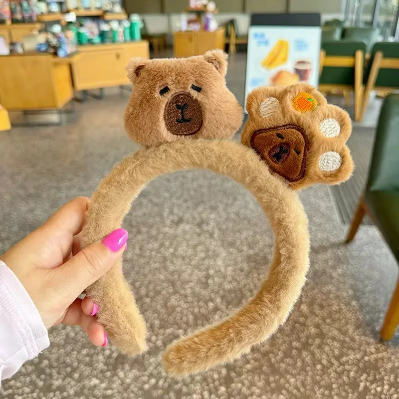 Capybara Plush Hair Bands Cartoon Anime Doll Hair Hoop Wash Face Capybara Headband Cute Capybara Headwear Girl Christmas Gifts