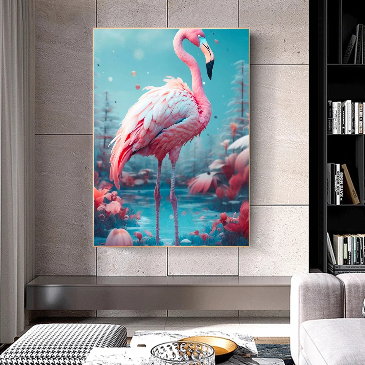 Flamingos Pintura Diamante Kit Diy Ponto Cruz Rios E Árvores Paisagem 5D Broca Completa Animal Diamante Mosaico Home Decor Presente