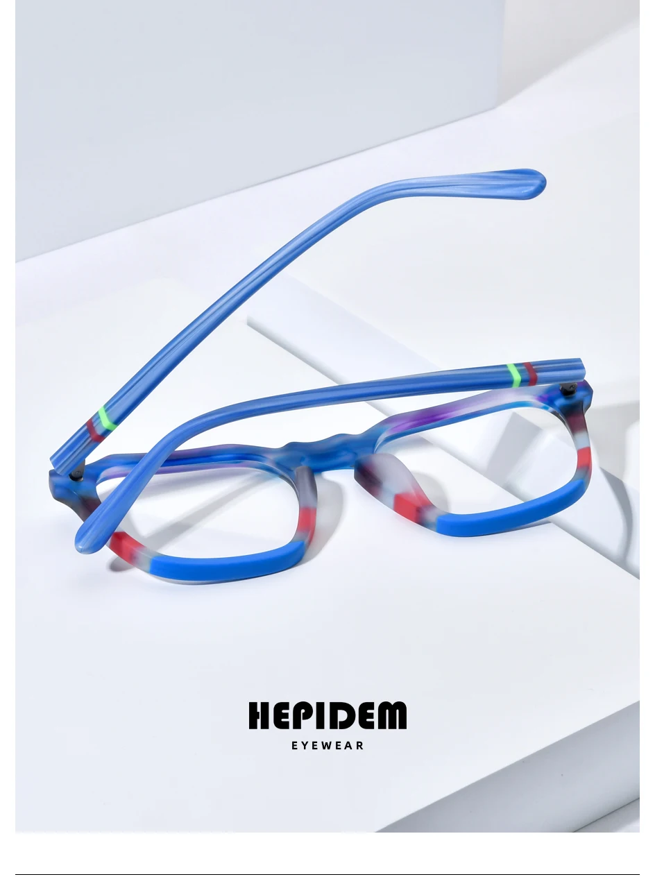 HEPIDEM Multi-Acetat-Brillengestell, Herren- und Damenmodell, Markendesign, quadratische Brille, japanische Handarbeit, Johnny Depp-Brille, 9269 – Detail 19