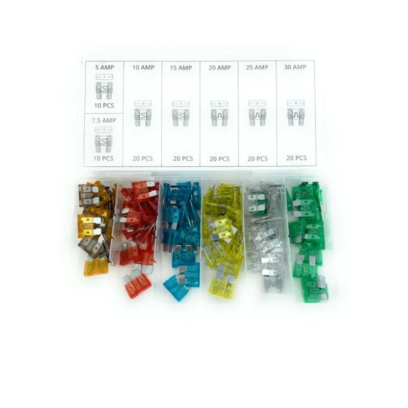 120PCS Fuse Blade Holder Box Car Vehicle Circuit Fuse Box Blade Fuse Assortment 5A-30A