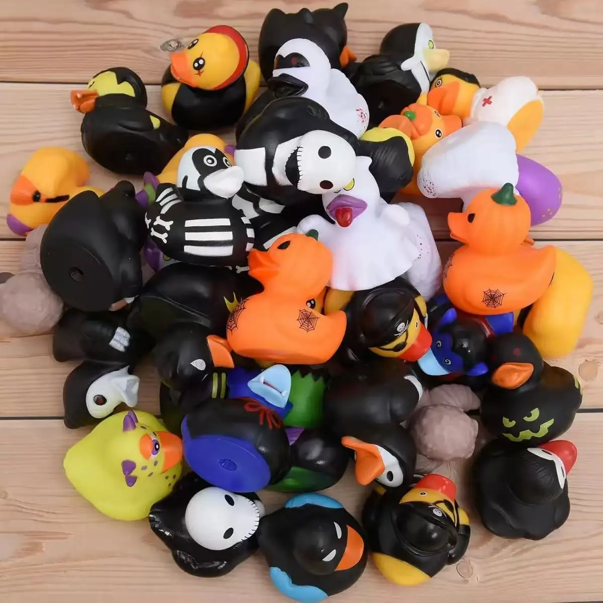 6/12/24 Uds patos de goma de Halloween, paquete de rol de Halloween de patos de goma, pato de goma de calabaza, divertidos juguetes de goma para niños