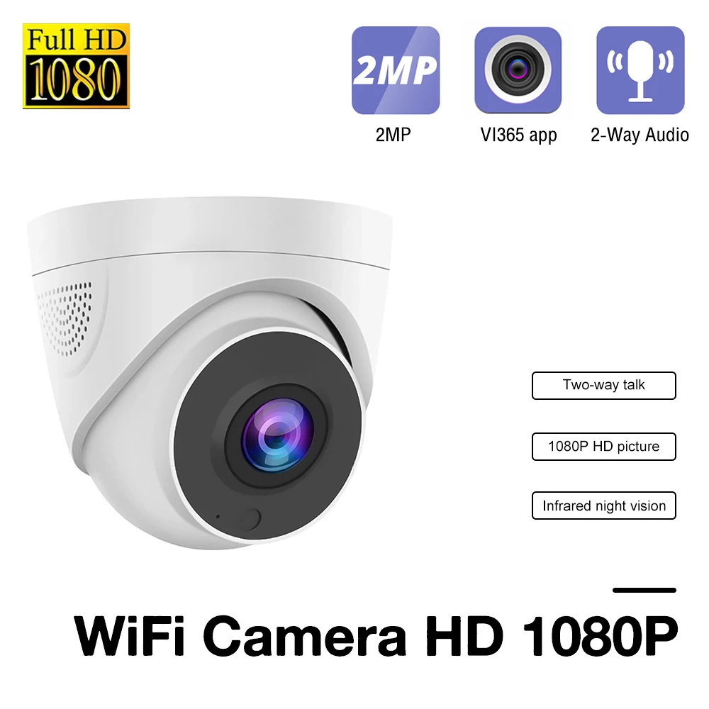 WiFi Wireless IP Camera 1080P HD Video Surveillance IR Night Vision Home Two Way Audio Security 2.8mm Dome Camara with Mic