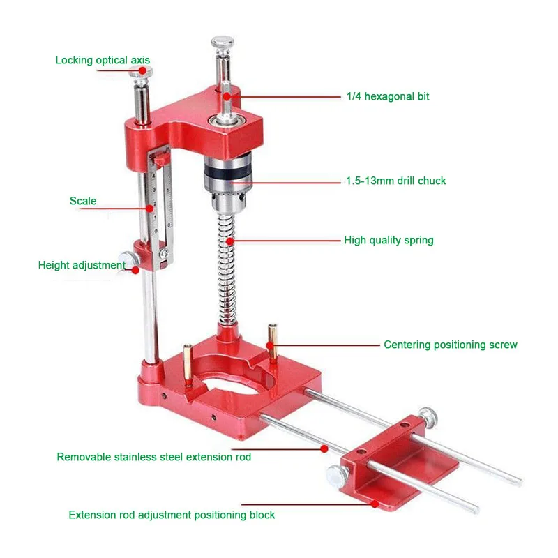 2024 Woodworking Drill Locator Adjustable Punch Locator Hole Drill Guide Alloy Steel Drilling Template Guide Tool