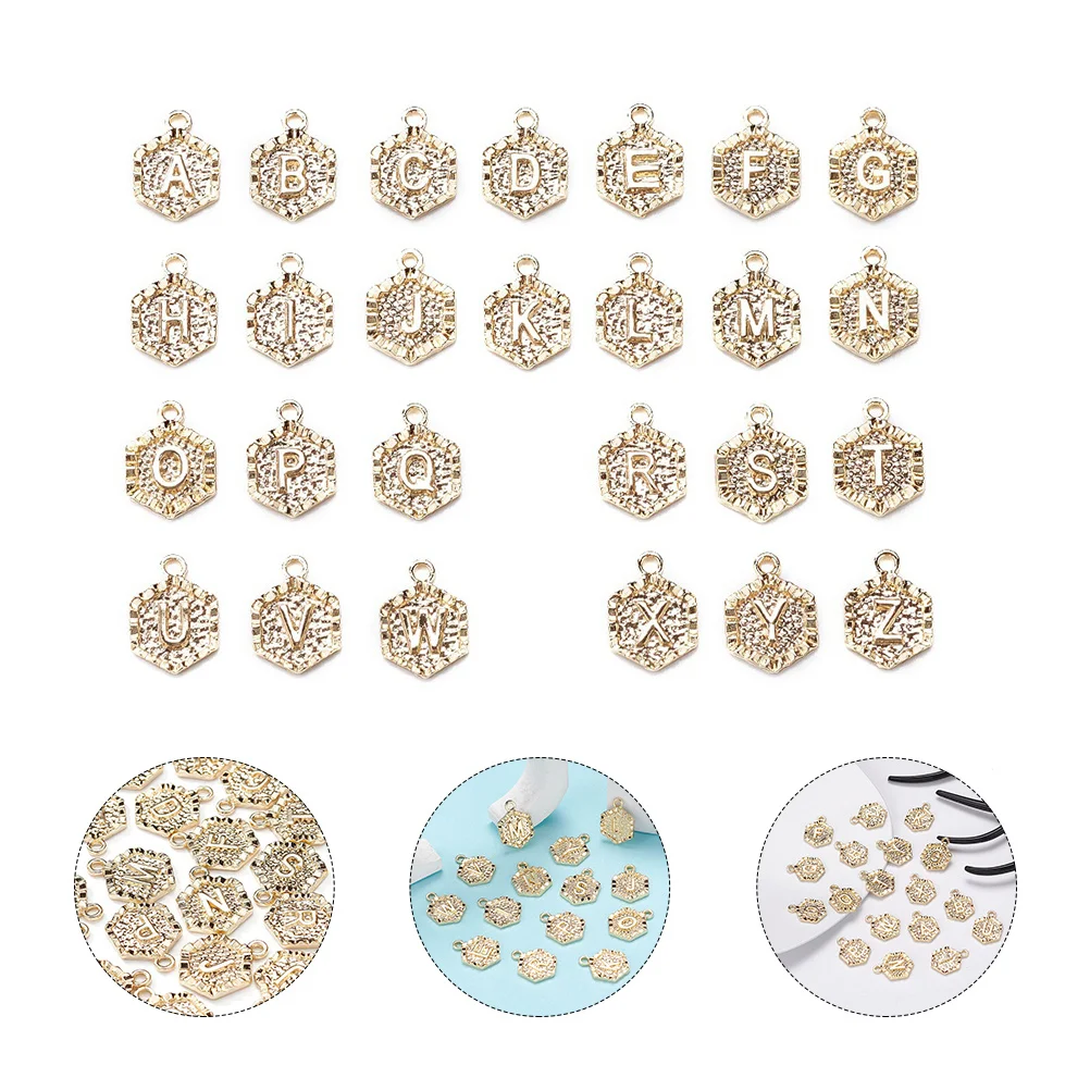 

26 Pcs Bracelet Charms Alloy Pendant Pendants for Jewelry Making Decorate Letter Necklaces Capital Alphabet Family