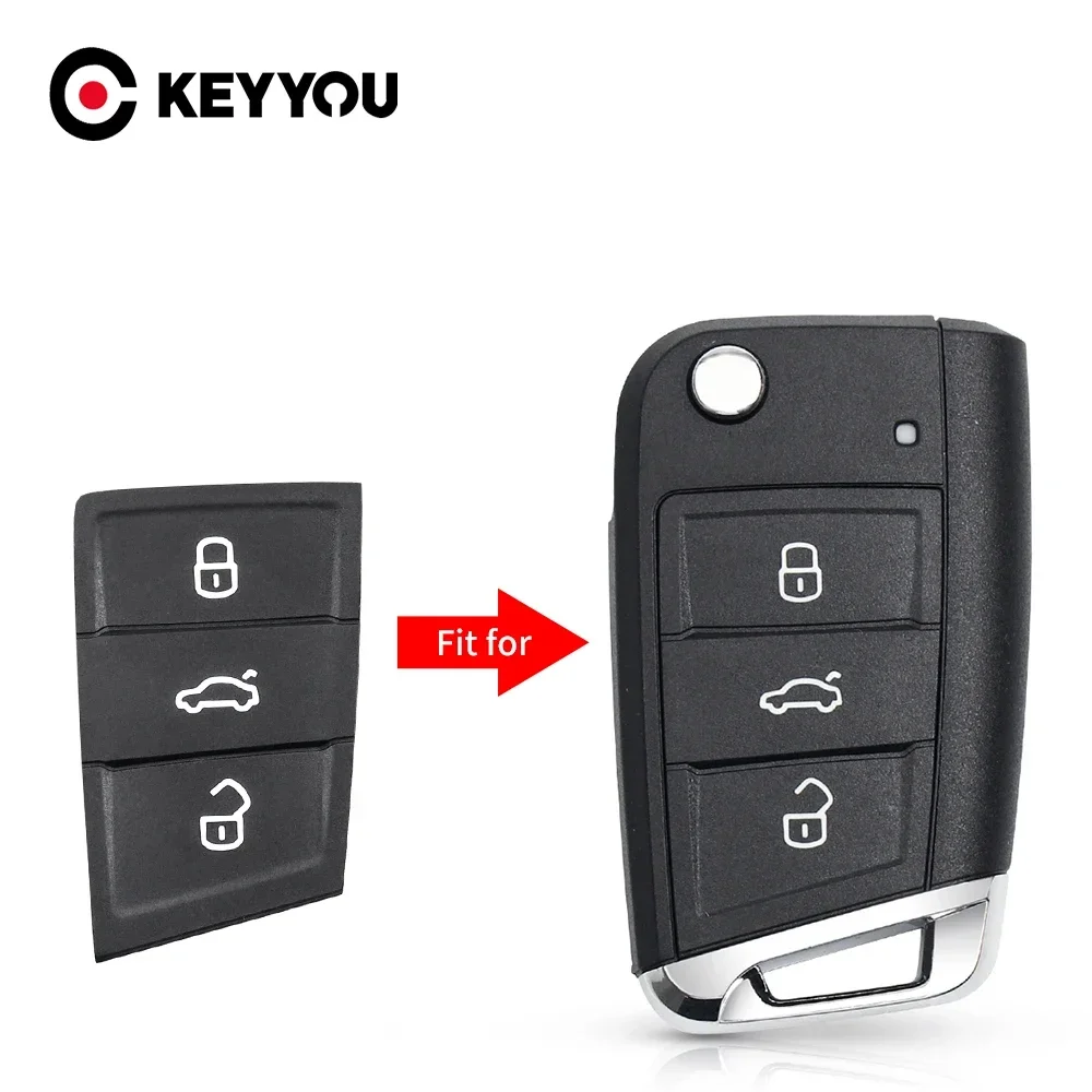 KEYYOU For Volkswagen VW Golf 7 4 5 Mk4 6 For Skoda Octavia For Seat Leon Ibiza Altea 3 Button Rubber Remote Car Key Pad