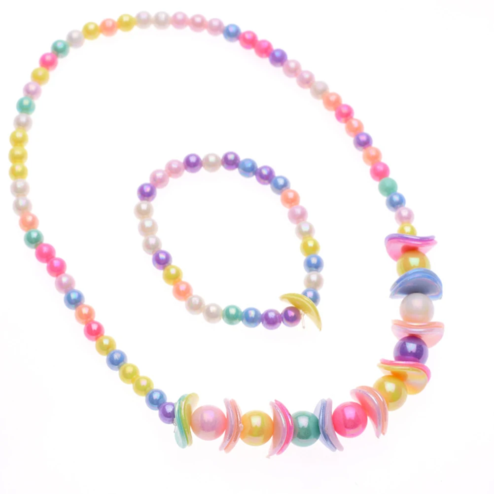 

3 set Children Jewelry Set Kids Colorful Necklace Beads Bracelet Creative Decoration Family Gift Birthday Party Random Color
