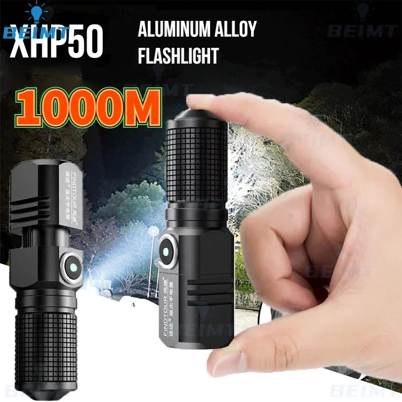 MINI XHP50 Super Bright LED Flashlight USB Torch Rechargeable Zoom Fishing Lantern Powerful 3 Lighting Mode for Hiking Camping