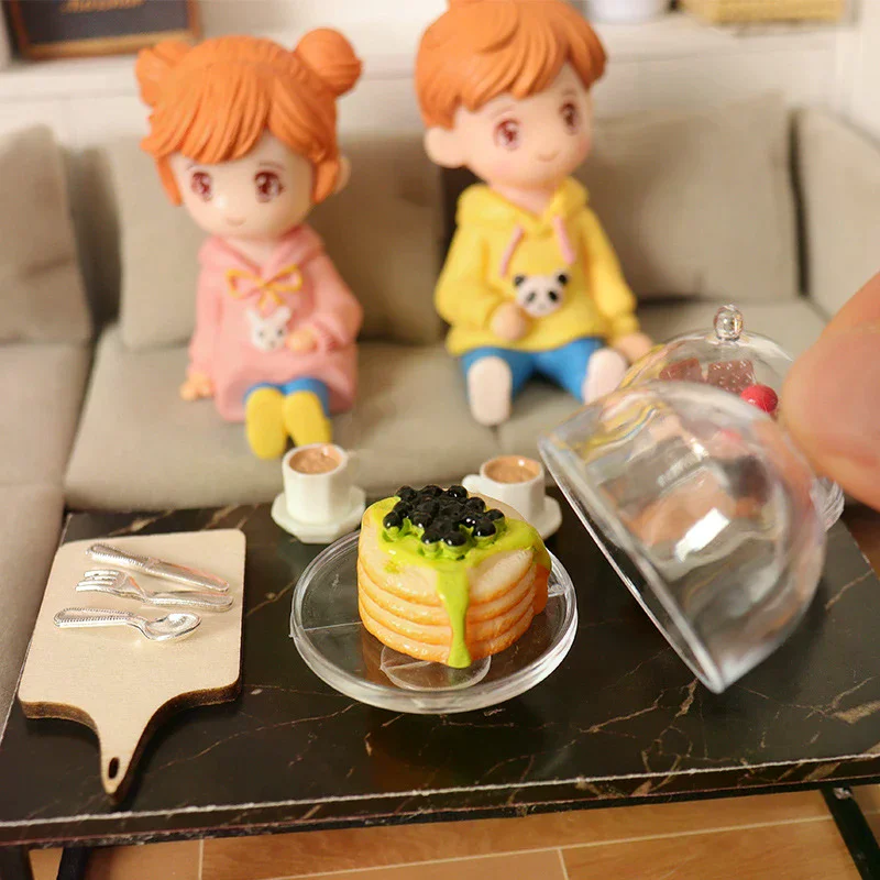Juego de postres y pasteles de café de simulación para casa de muñecas, modelo de accesorios de cocina para decoración de casa de muñecas, juguetes para juego de imitación, regalo, 1/12