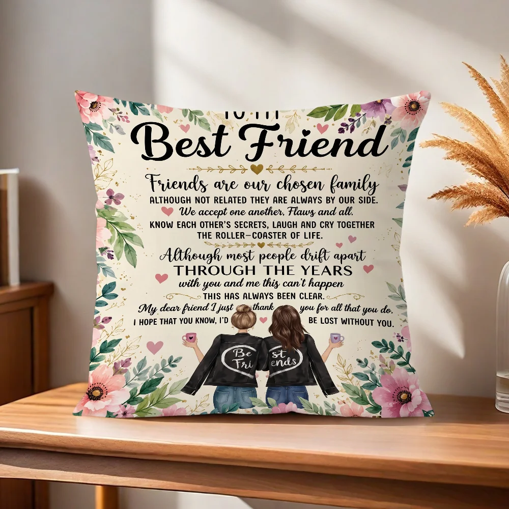 Kissenbezug mit Motiv „Beste Freunde“ für Zuhause, Sofa, Wohnzimmer, Büro, Café, Auto. – Detail 4