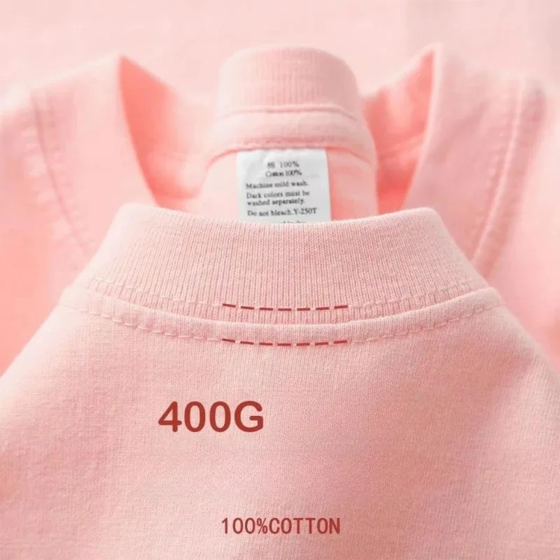 400g Cotton T Shirts Men Short Sleeved Heavyweight Summer Round Neck Loose Breathable Shirt for Men Women Basic Tee image 5