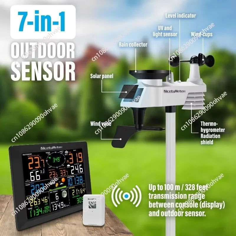 Wireless Weather Station Large Digital Display Indoor Outdoor Thermo-hygrometer Rain Gauge Wind Speed 8 Channel Supports 0320