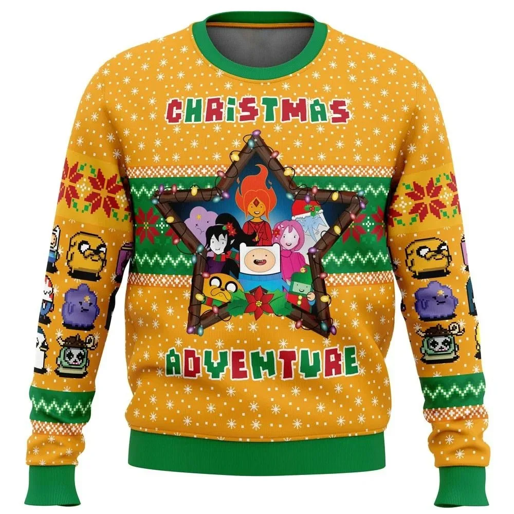 

Adventure Time Christmas Quest Ugly Christmas Christmas Sweater Sweatshirt Gift Santa 3d printed large size children's pullover