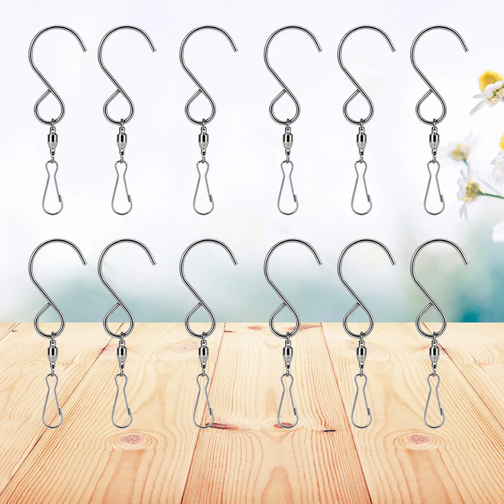 

16PC Stainless Steel S Bearing Hook Wind-Rotating Display Hanger for Billboard Wind Chime Kitchen Office