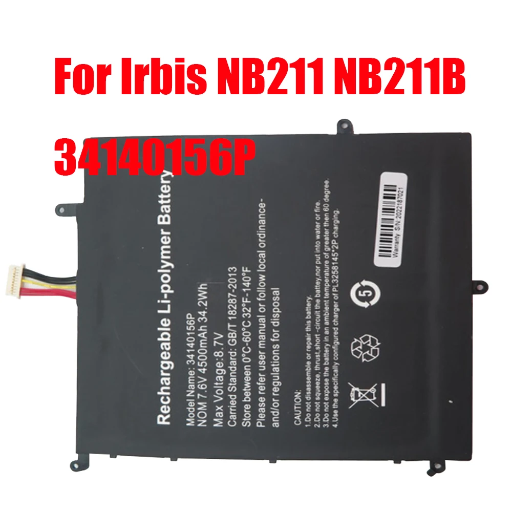 Laptop Battery For Irbis NB211 NB211B 34140156P 7.6V 4500MAH 34.2WH 10PIN 7Lines New