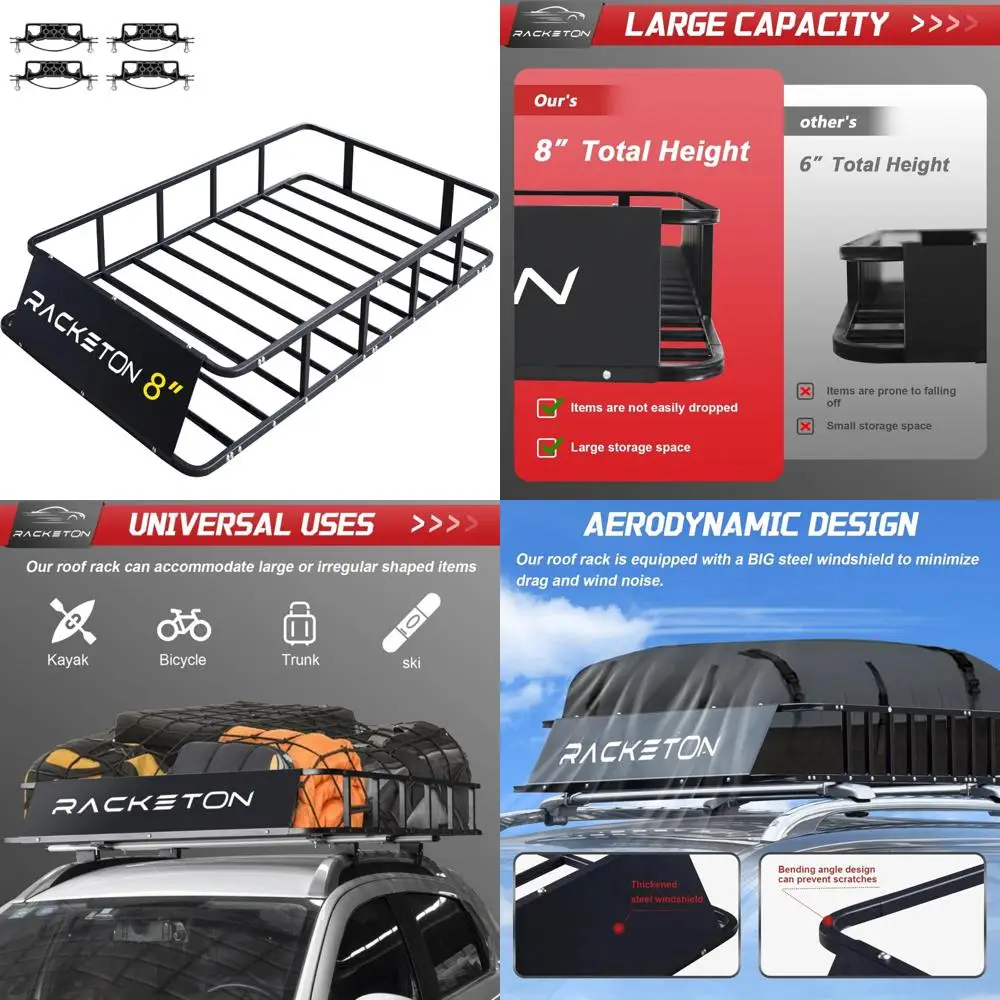 Heavy-Duty Roof Cargo Rack for SUVs and Trucks, 64x39x8 Inches, Rust-Resistant Top Luggage Basket