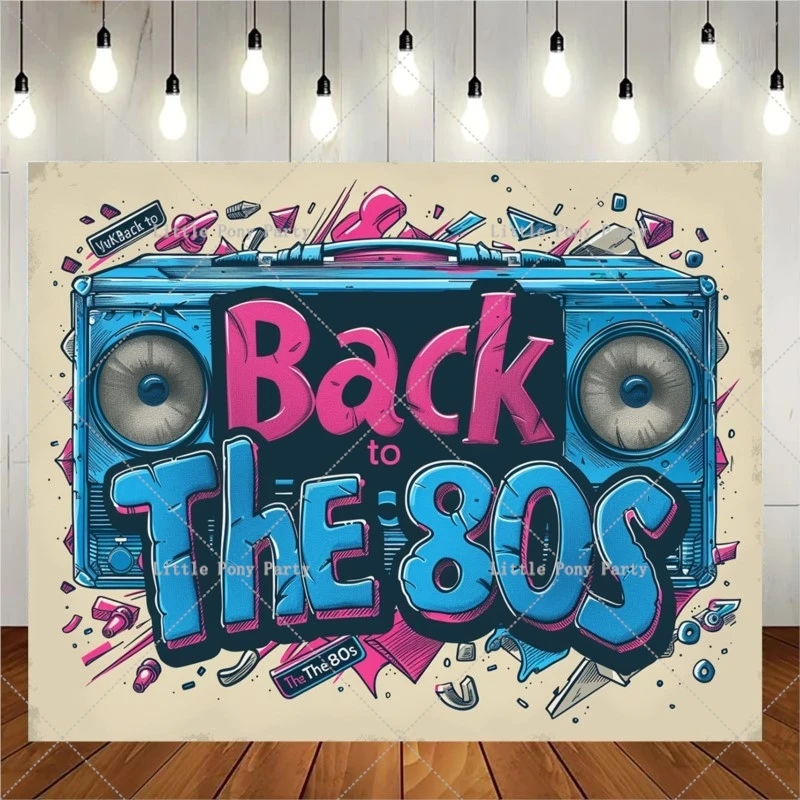 Back To 80s 90s Theme Party Music Disco Background Graffiti Neon Photography Background Banner Decoration Photo Customization