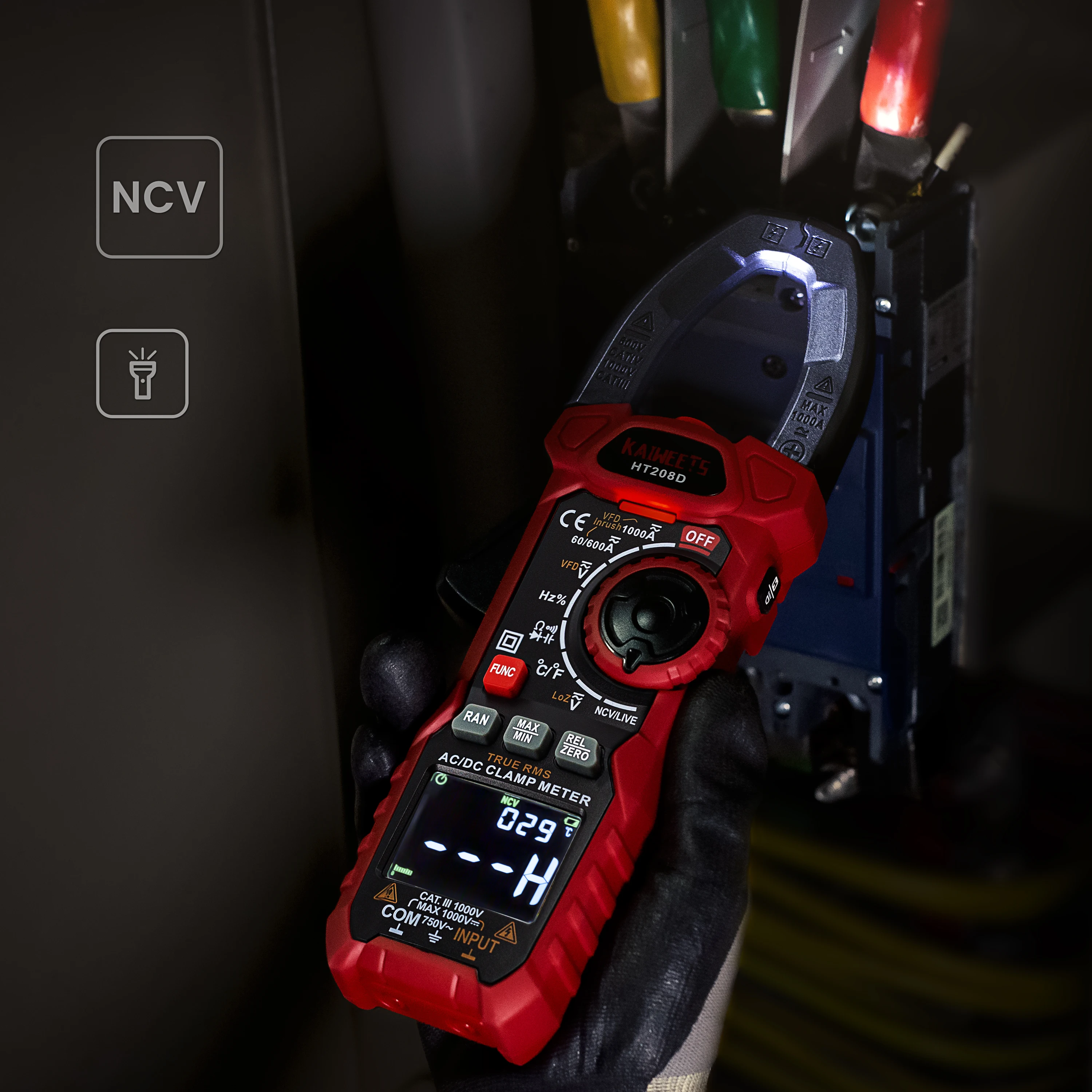KAIWEETS HT208D AC/DC Leakage Current Tester Clamp Meter Car Tools Professional Multimeter Digital Meters
