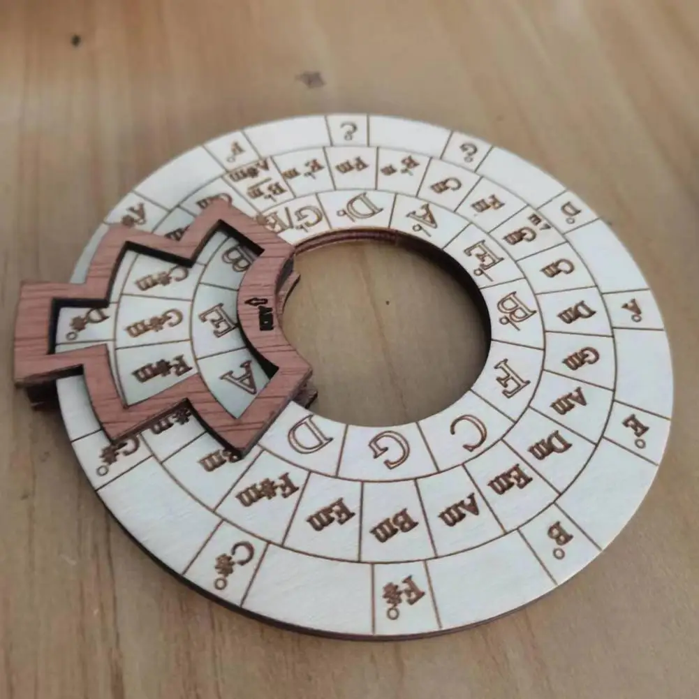 

Wooden Melody Tool Portable Music Chord Wheel Circle of Fifths Chord Wheel Music Transpose Tool for Guitar Bass Piano Violin