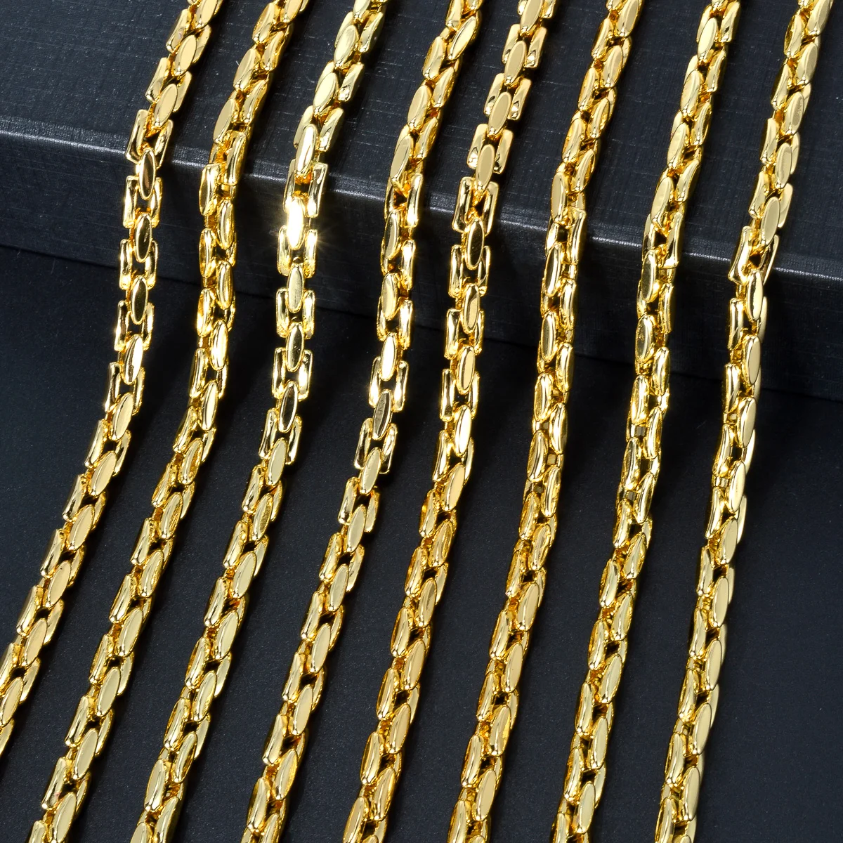 18K Gold Plated Box Chain Necklace For Women Waterproof Non Tarnish Minimalist Layering Choker Unisex Daily Party Jewelry Gift