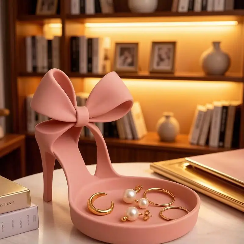 

Vanity Table Jewelry Tray 3D Printed High Heel Display Stand Earring Necklace Ring Organizer Storage Solution