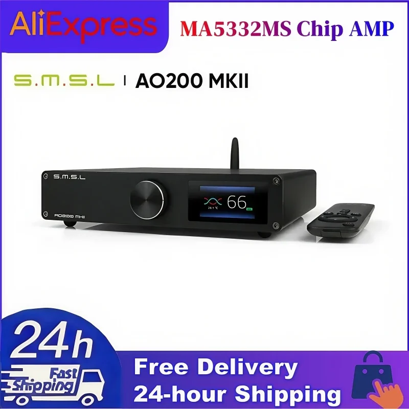 SMSL AO200 MKII XLR/RCA/USB Balanced Input HIFI Bluetooth USB Digital Power Amplifier MA5332MS Chip AMP