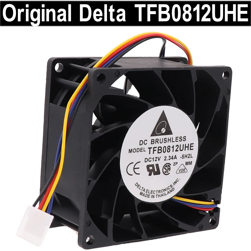 Cooling Fan For 80mm DC 12V 2.34A  80 * 80 *38mm Delta TFB0812UHE FFB0812EHE THB0812BE TYP8124K V35132-55RA PFR0812XHE PFC0812DE