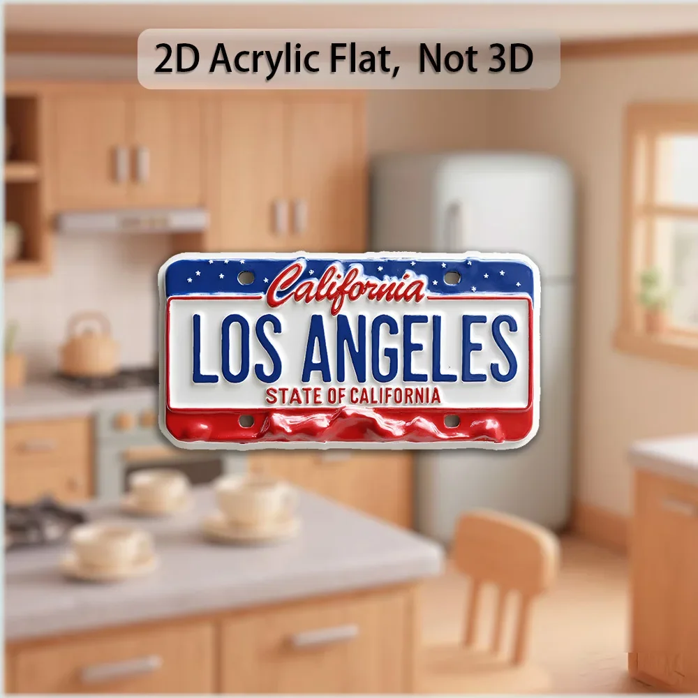 Aimant de réfrigérateur 2D plat en acrylique, 1 pièce, design de panneau métallique « Los Angeles Pride » – Drapeau américain et