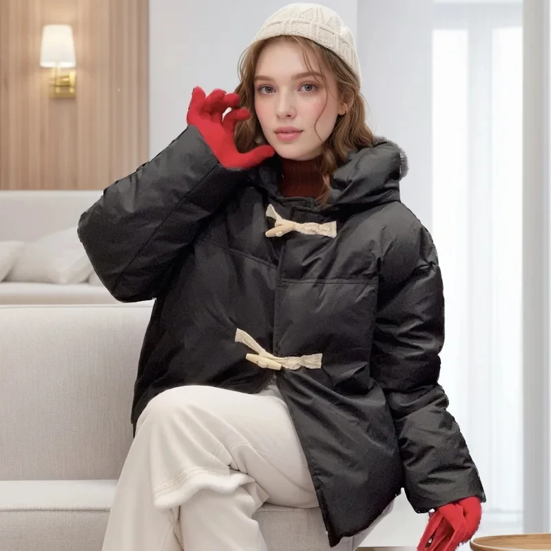 

Winter Down Cotton Suit Women High-End Cropped 2024 New Loose And Stylish Bread Serving Hooded Casual Zipper Padded Jacket