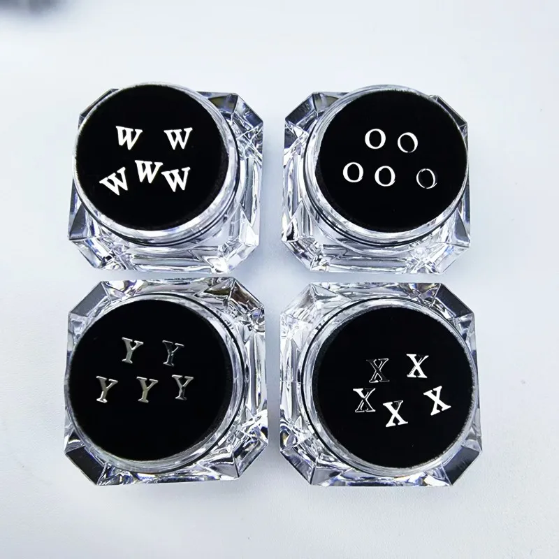 Trending Letter-thin 26 Alphabet Decorations, Cosmetic Lab Rhinestones, Silver Letter Lab Rhinestones, 5pcs/pack s