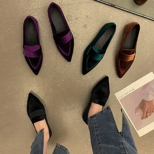 Luxury Women Velvet Moccasins Fashion pointed to and moccasins ladies 2023 Spring New Rox 10 Main Sales Mocassim Female Elegant - №8