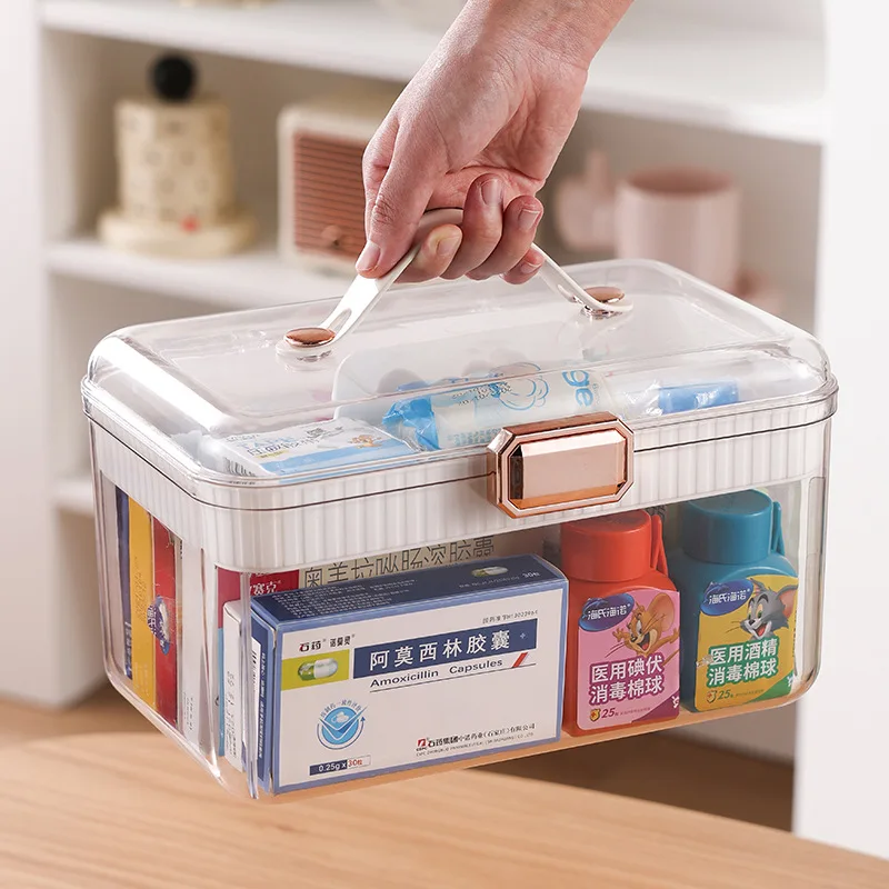 

Portable Home Medicine Kit Compact First Aid Box for Dorm & Family Use Multi-layer Domestic Medical Box Medicine Storage Box