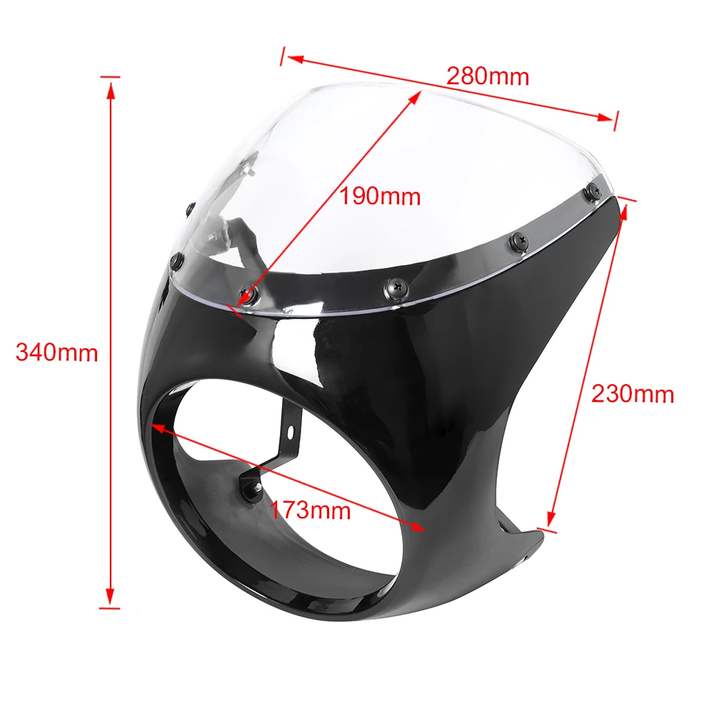 Universal motocicleta 7 polegada redonda farol carenagem da tela para cafe racer harley estilo retro guiador carenagem brisa capa