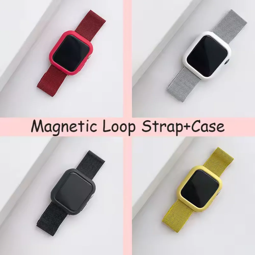 Custodia + cinturino per Apple Watch Band Ultra 2/1 49mm 10 46/42mm 9 8 7 6 5 4 SE Bracciale milanese iWatch 45/41/44/40mm Protezione schermo