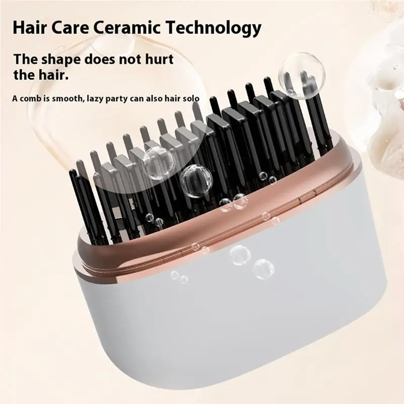 AB43-Small Hair Straightener Brush Hair Straightener Brush Multiple Temperature Levels Styling Comb Shinys Hair Small Straighten