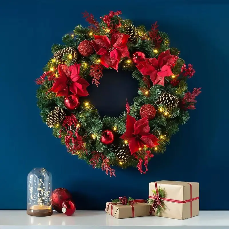 Christmas Wreath 40-80CM 2.7M Encrypted Rattan Decorations for Window Shopping Mall Stair Handrail And Christmas Scene Arrangeme