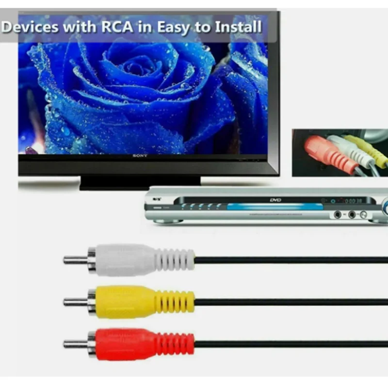 HDMI-compatible to RCA Cable, 1080P HDMI Male to 3-RCA Audio Video Cable Transmitter for TV, Hdmi to AV Cord HDTV/DVD-5FT/1.5M