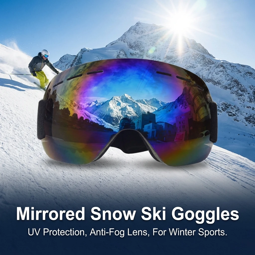 

Лыжные очки для взрослых, противотуманные, ветрозащитные, с большой сферической линзой, унисекс