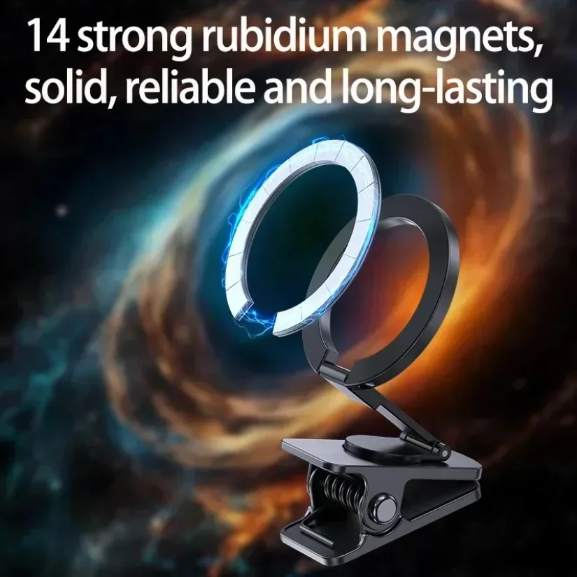 

360° Car Phone Holder Stand Magnetic Mobile Cell GPS Dashboard Magnet Support in Car Mount Foldable Desktop Kitchen Bracket Clip