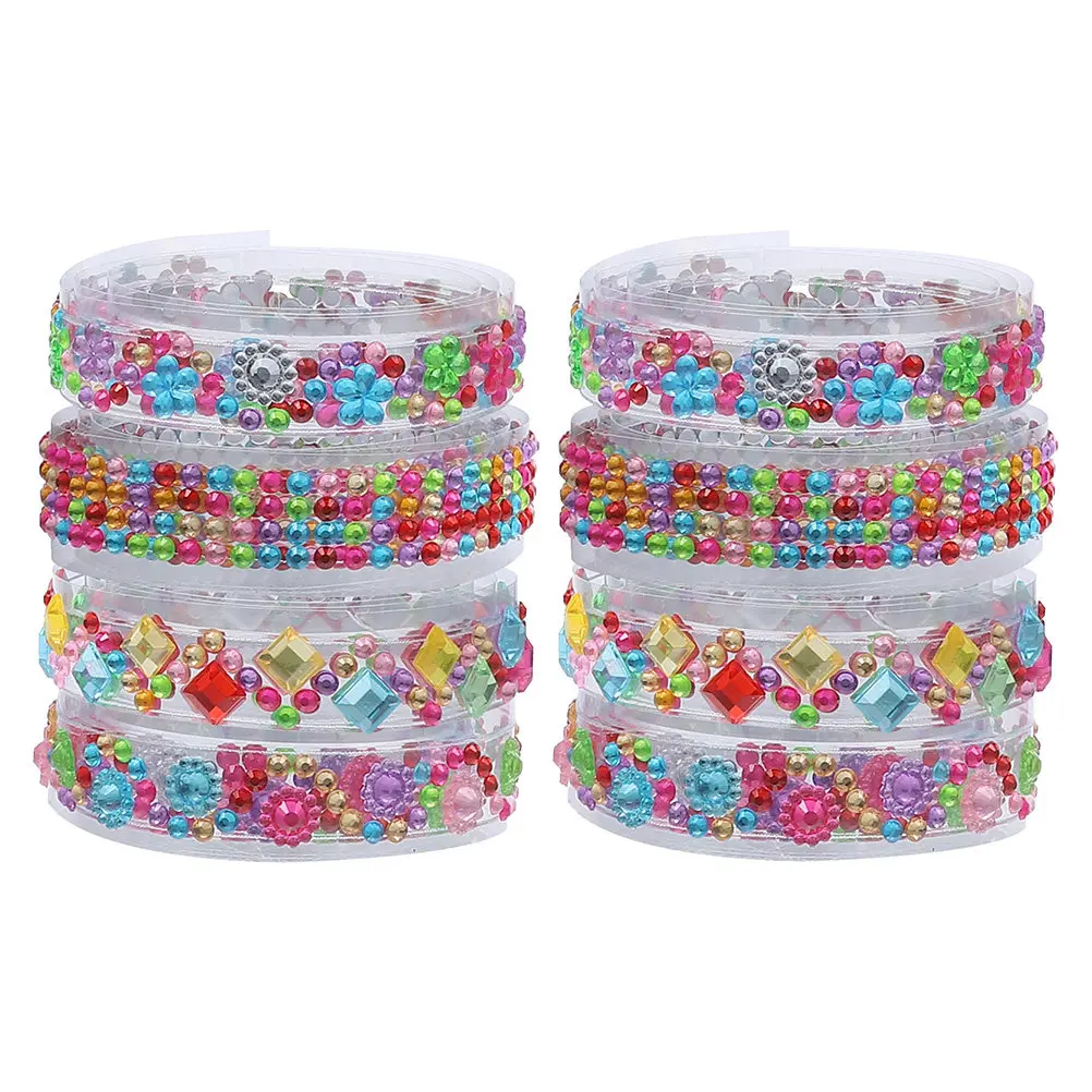 

8 Rolls Self Adhesive Rhinestone Tape Acrylic Bling Decorative Tape for Scrapbook Crafts Wedding DIY Rhinestone Stickers