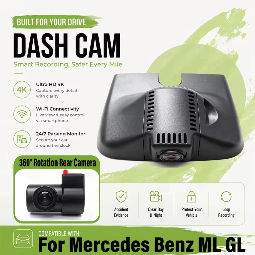 Dedicated 4K Dash Cam For Mercedes Benz ML W166 W164 ML320 ML350 GL X164 X166 GL320 GL350 GL450 2011-2015 Car DVR DashCam Camera