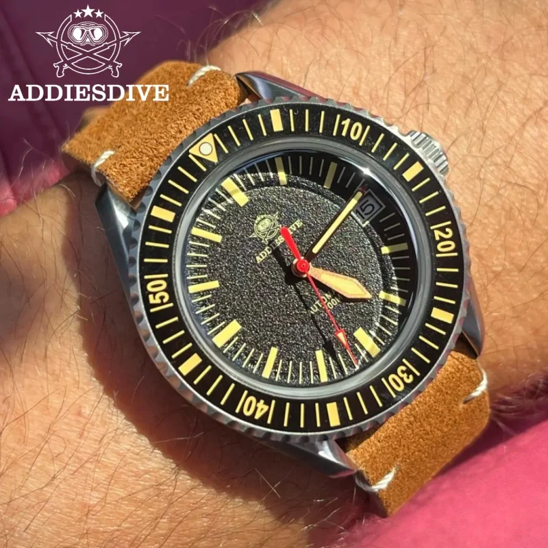 

ADDIESDIVE мужские часы кожаное сапфировое стекло 200 м дайвер C3 супер светящиеся AD2105 календарное окно NH35 автоматические механические часы